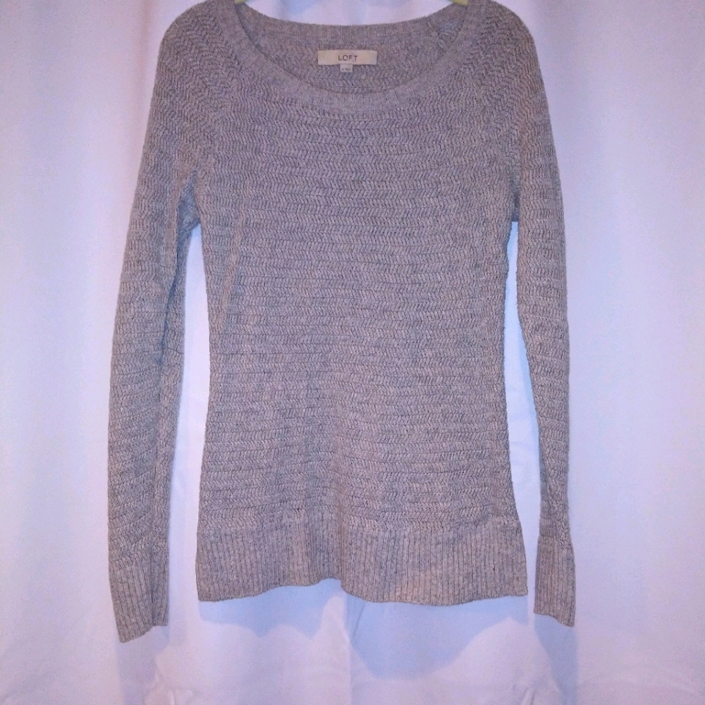 LOFT Oatmeal & Grey woven sweater